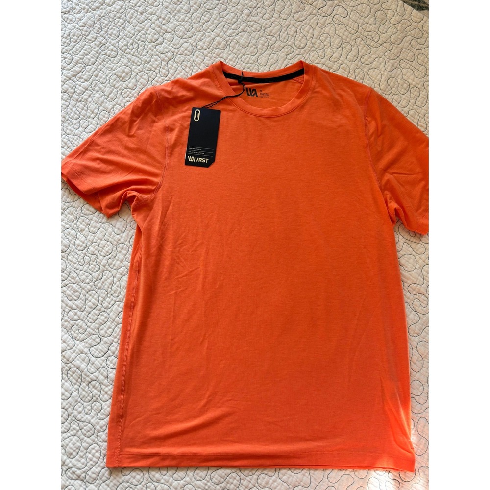 VRST Mens Icon Short Sleeve Tee Orange Performance Training Shirt Small‎